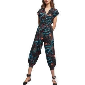 Anthropologie Maeve Black Floral Printed Jumpsuit